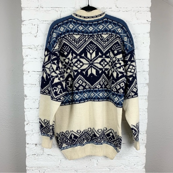 Amazonias Handmade Peru Sheepwool FairIsle Nordic Sweater Knit Button Pullover - Picture 5 of 8